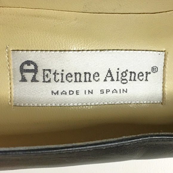 ETIENNE AIGNER Black Leather "Monte Carlo" Block Heel Pumps   7M - Picture 10 of 14